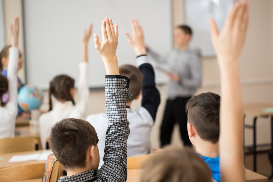 School Children in Classroom at Lesson.